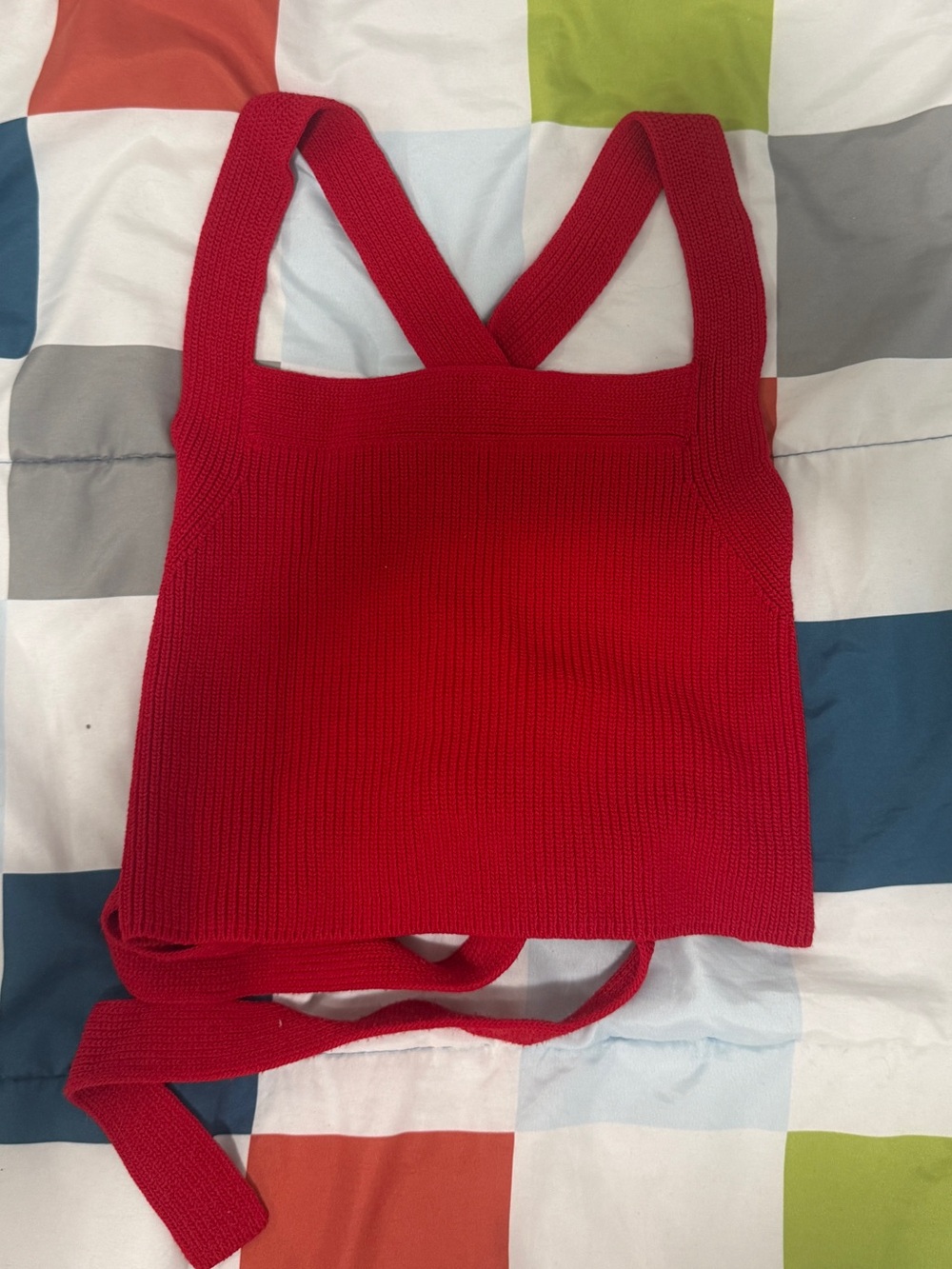Wilfred Aritzia Red Knit Wrap Crop Top – Size S